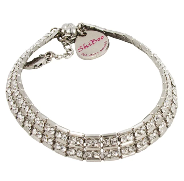 Ланцюжок Shiboo Sissi-Choker зі стразами Сваровські, для собак, срібло, 30 см