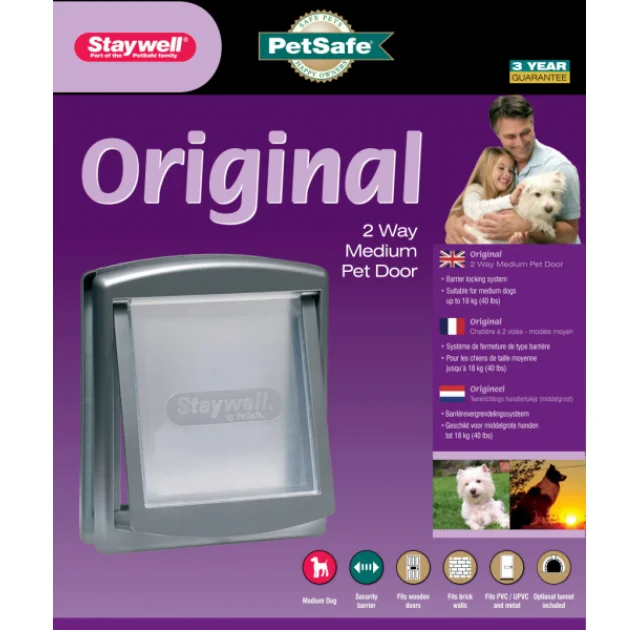 Дверцята PetSafe Staywell Original для котів і собак середніх порід до 18 кг, сірі, 352х294 мм