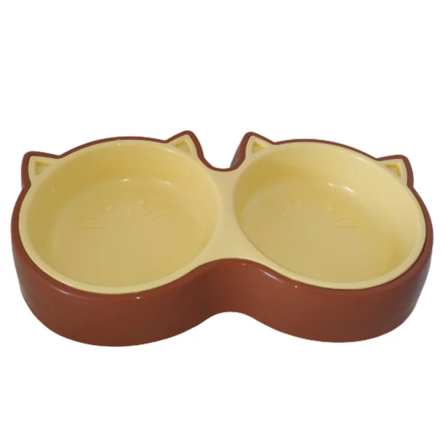 Пластиковая миска AnimAll для кошек (2 х 350 мл), коричневая