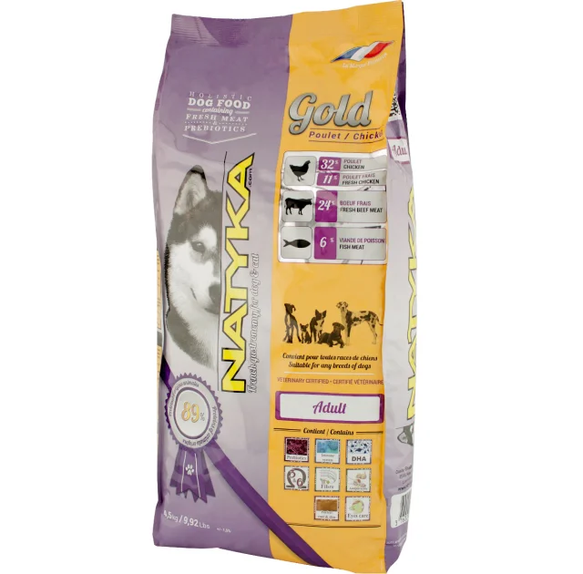 Напіввологий корм Natyka Gold Adult Chicken & Rice для дорослих собак всіх порід з куркою, 4.5 кг