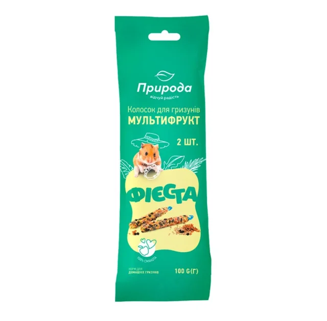 Лакомство Природа Фиеста Колосок для грызунов, мультифрукт, 100 г