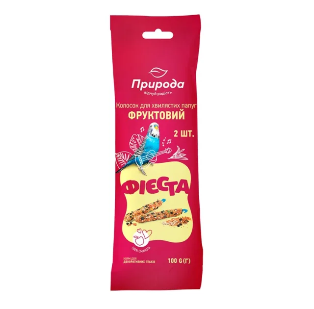 Ласощі Природа Фієста Колосок для для хвилястих папуг, фруктовий, 100 г