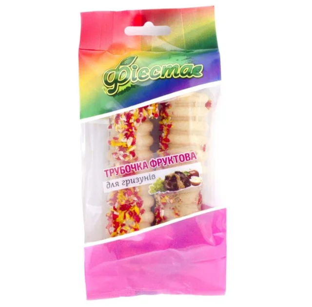 Лакомство Природа Фиеста для грызунов, трубочка-десерт, фрукты, 52 г