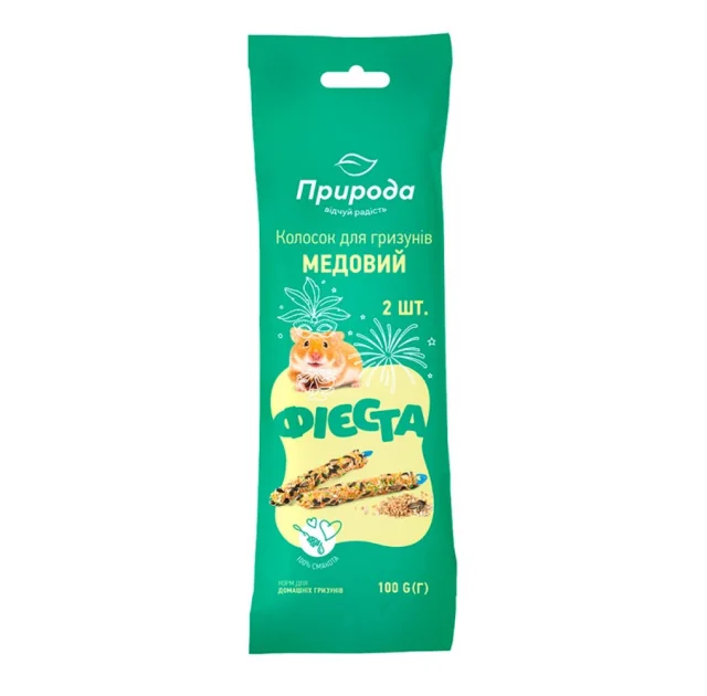 Повноцінний корм Природа Фієста Колосок для гризунів, медовий, 100 г