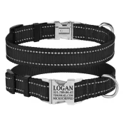 Нашийник нейлоновий BronzeDog Active для собак, з світловідображення, 25 мм / 43-66 см, чорний, 38т