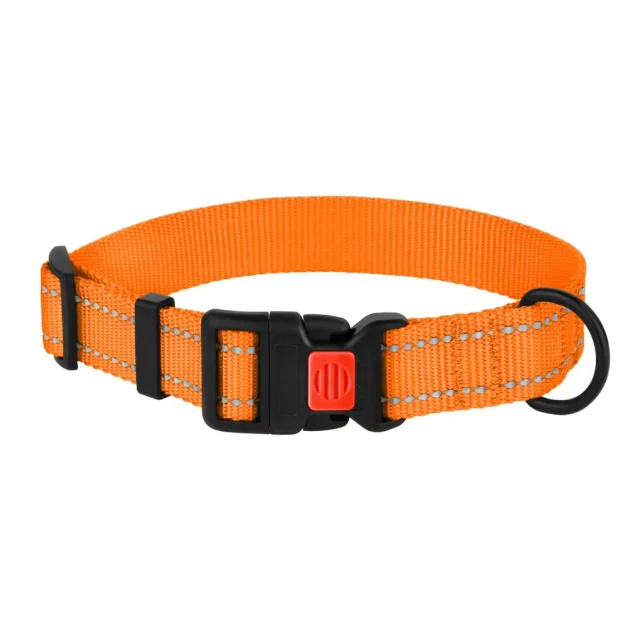 Ошейник нейлоновый BronzeDog Active для собак, со светоотражением, 20 мм/30-40 см, оранжевый, 51Т
