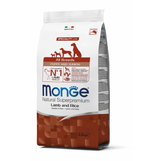 Сухий корм MONGE DOG All breeds Puppy & Junior ягня з рисом, 2.5 кг