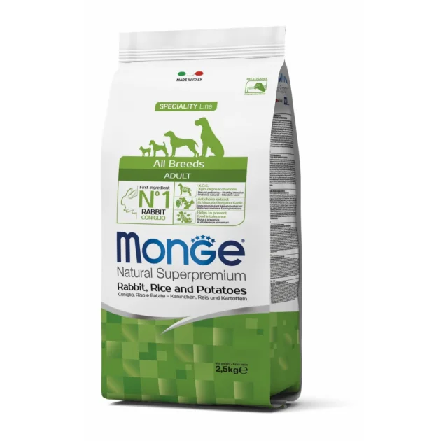 Сухий корм MONGE DOG All breeds Adult кролик з рисом, 2.5 кг