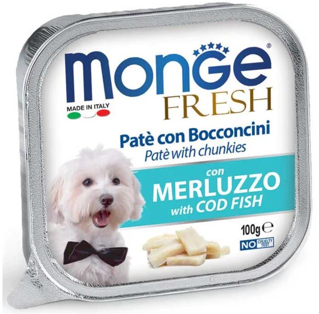 Вологий корм MONGE DOG FRESH з тріскою, 100 г