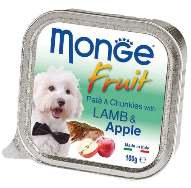Вологий корм MONGE DOG FRUIT з ягням і яблуком, 100 г