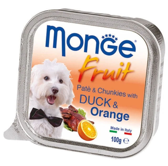 Вологий корм MONGE DOG FRUIT з качкою і апельсином, 100 г