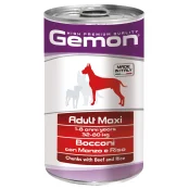 Влажный корм GEMON DOG WET  Maxi Adult кусочки с говядиной и рисом 1,25 кг