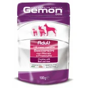 Влажный корм GEMON DOG WET  Adult кусочки с говядиной и ветчиной 0,1 кг