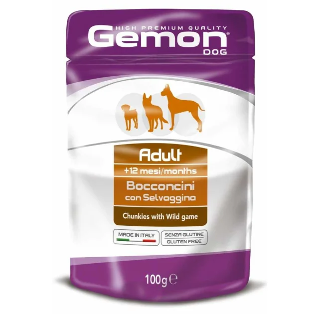 Вологий корм GEMON DOG WET Adult шматочки з м'ясом диких тварин 0,1 кг