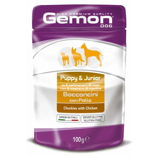 Вологий корм GEMON DOG WET Puppy & Junior шматочки з куркою 0,1 кг