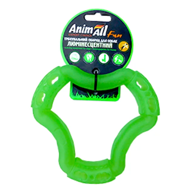 Игрушка AnimAll Fun кольцо 6 сторон для собак, люминесцентная, 15 см, зеленая