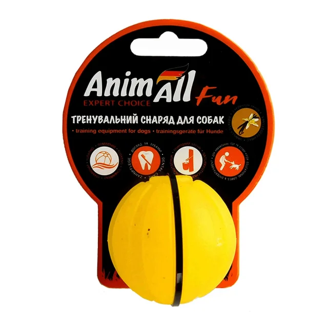 Игрушка AnimAll Fun тренировочный мяч для собак, 5 см, желтая