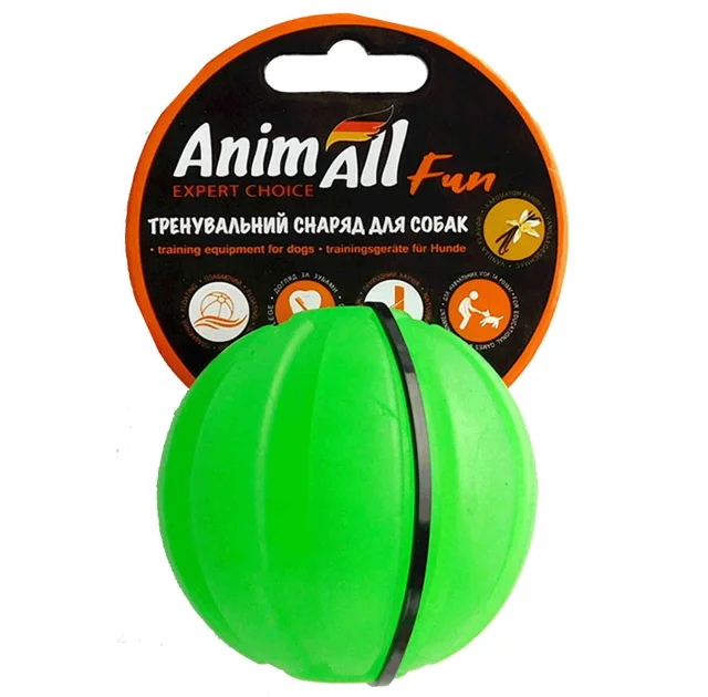 Игрушка AnimAll Fun тренировочный мяч для собак, 7 см, зеленая