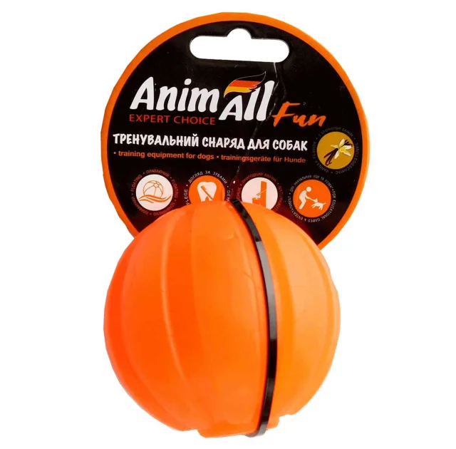 Игрушка AnimAll Fun тренировочный мяч для собак, 7 см, оранжевая