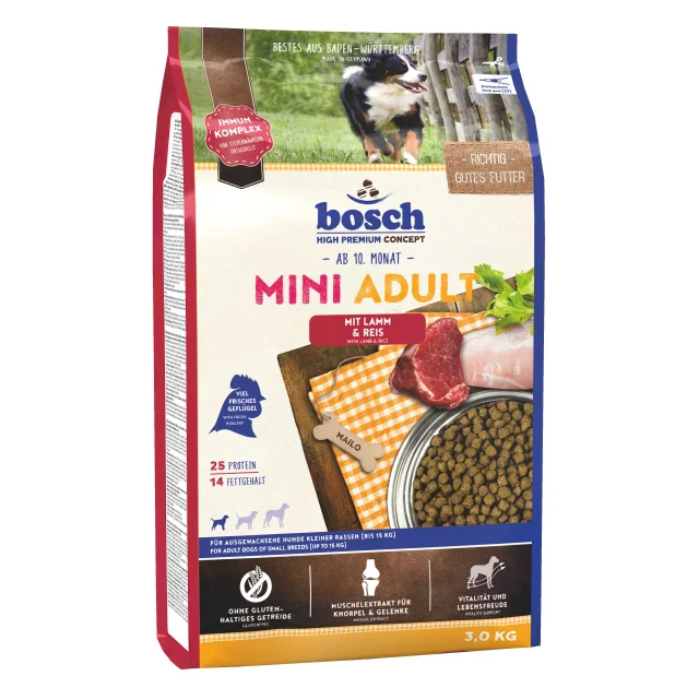 Сухий корм Bosch HPC Mini Adult з ягням і рисом, для собак, 15 кг