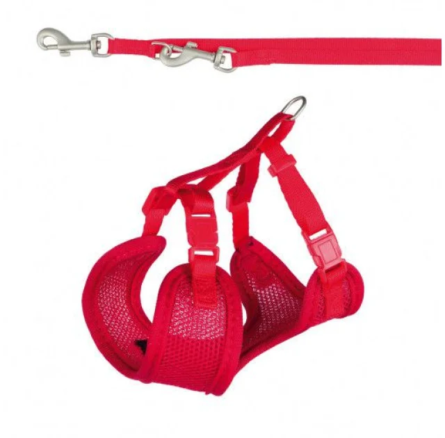 Повідець + шлея + желетка Trixie для собак, нейлон, 26х34 см х 10 мм х 2 м, червоний