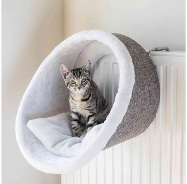 Мягкий гамак Trixie на батарею, для кошек, бело-серый, 38×34 см