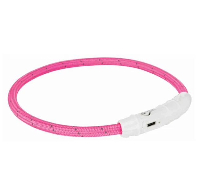 Нашийник Trixie Flash Light USB L-XL світиться, з відображає смугою, 65 см х 7 мм, рожевий