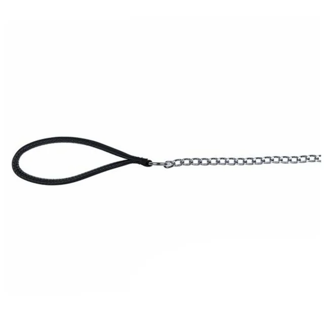 Повідець-ланцюг Trixie метал, з нейлонової чорною ручкою, для собак, 1 м х 4 мм