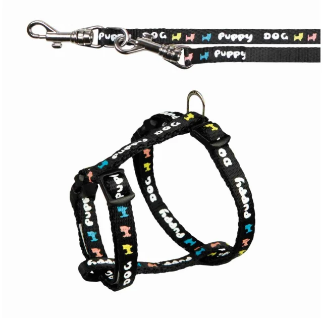 Поводок и шлея Trixie для собак, нейлон, 2 м х 13 мм, черный