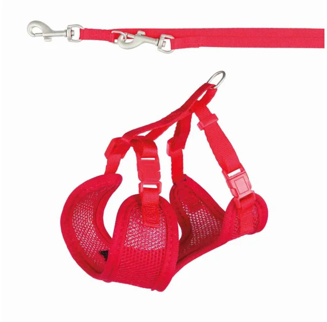 Повідець + шлея + желетка Trixie для собак, нейлон, 33х47 см х 10 мм х 2 м, червоний