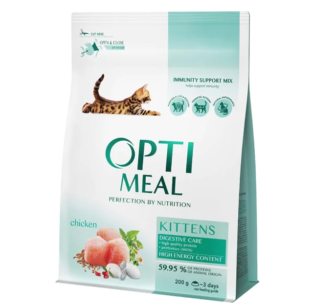 Сухий корм Optimeal для кошенят, з куркою, 200 г