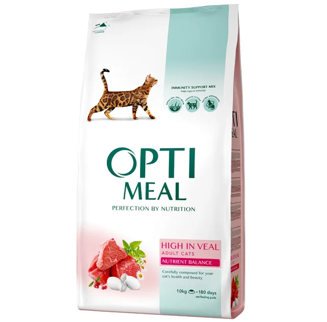 Сухий корм Optimeal для дорослих котів, з телятиною, 10 кг