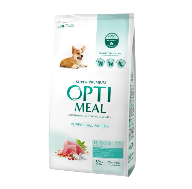 Сухий корм Optimeal для цуценят всіх порід, з індичкою, 1.5 кг