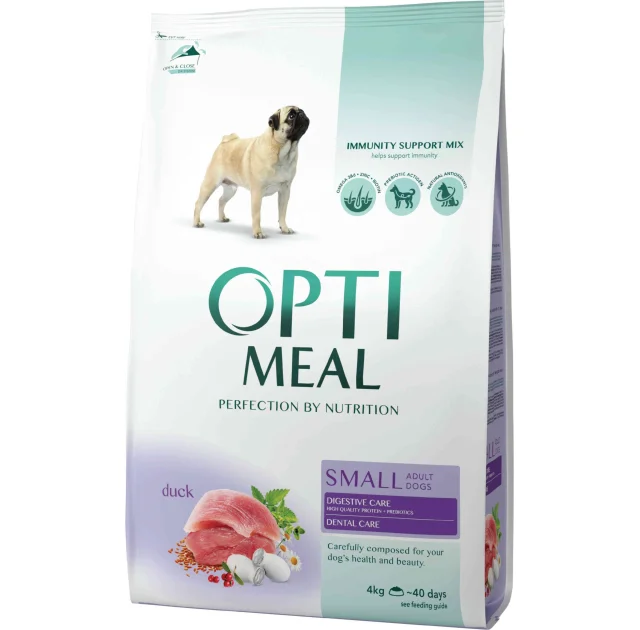 Сухой корм Optimeal для взрослых собак малых пород, с уткой, 4 кг