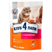 Сухий корм Клуб 4 Лапи Adult Cat Premium для дорослих кішок, з телятиною, 300 г