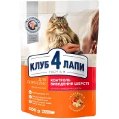 Сухий корм Клуб 4 Лапи Hairball Control Adult Premium для виведення шерсті для дорослих кішок, 300 г