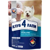 Сухой корм Клуб 4 Лапы Adult Small Breeds Premium для взрослых собак малых пород, с ягнёнком и рисом, 900 г