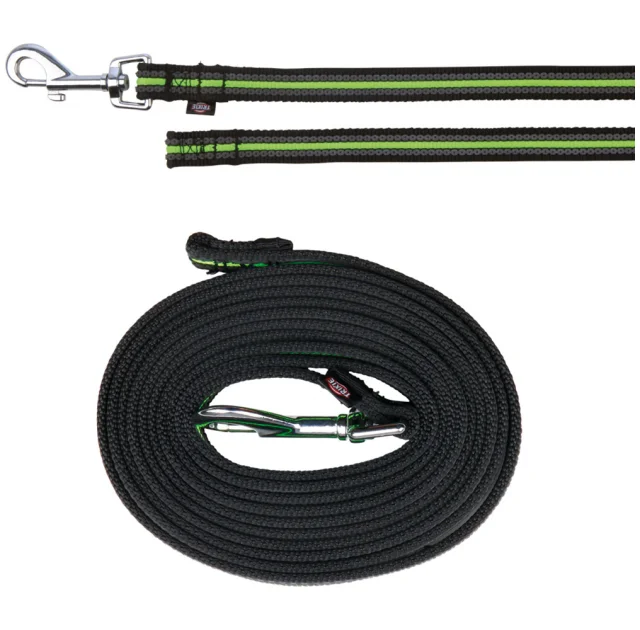 Поводок для тренувань Trixie Fusion для собак, 3 м / 17 мм, чорний / зелений