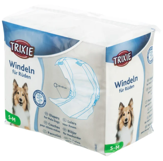 Гігієнічна пов'язка Trixie для собак, розмір S-M, біла, 30-46 см, упаковка 12 шт
