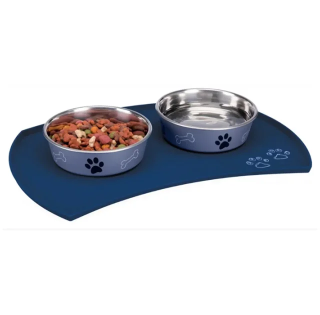Коврик под миску Trixie для собак, силикон, синий, 48 х 27 см