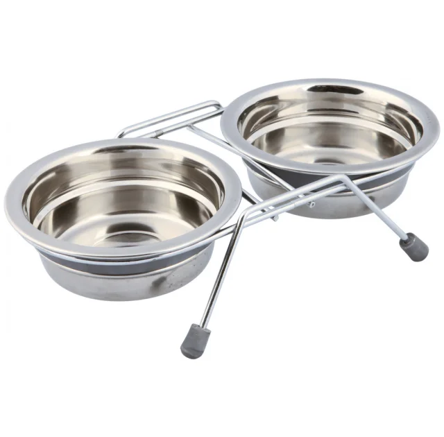 Стойка с 2 мисками Trixie Eat on Feet для двух кошек, металл, 2×1.5 л/21 см