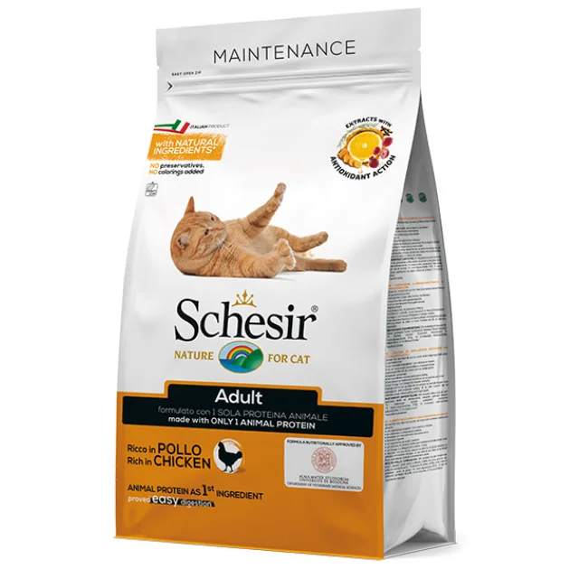 Сухий корм Schesir Cat Adult Chicken з куркою, монопротеїновий, для дорослих котів, 400 г
