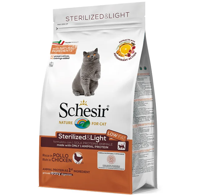 Сухий корм Schesir Cat Sterilized & Light з куркою, для стерилізованих котів і кастрованих котів, 10 кг