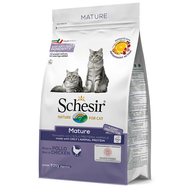 Сухий корм Schesir Cat Mature монопротеїновий, для літніх котів, 400 г