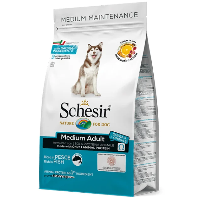 Сухий корм Schesir Dog Medium Adult Fish з рибою, монопротеїновий, для собак середніх порід, 3 кг