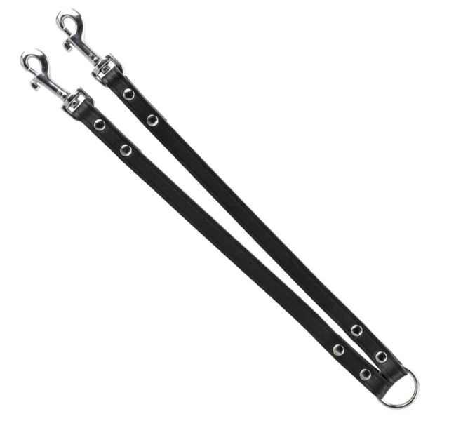 Подвійний поводок Trixie Basic зі шкіри, для собак, 30 см х 13 мм, чорний