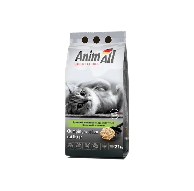 Древесный наполнитель AnimAll комкующийся, для кошек, 2.1 кг + подарок