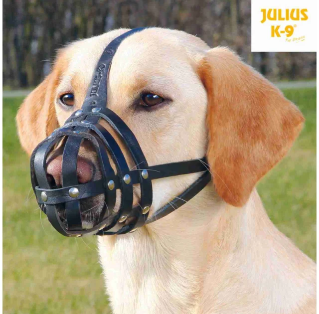 Намордник Trixie Julius-K9 S-M, для собак, кожа, 22х28 см, черный