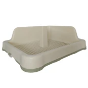 Туалет під пелюшки AnimAll з гратами, стовпчиком і стіною, 48,5x40,6х15 cм, оливковий