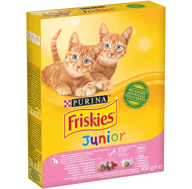 Сухий корм Purina Friskies Junior для кошенят, з куркою, молоком і овочами, 300 г